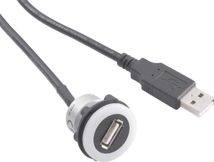 Actual product image Tru Components USB flush-mount socket, flush-mount USB-05-BK USB socket type A, illuminated on USB plug type A