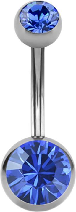 Produktbild Star Piercing Banane High Polished mit zwei Swarovski Kristallkugeln blau (ohne Messing, Chirurgenstahl 316L)