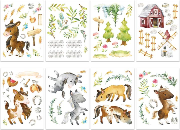 Immagine prodotto Papierdrachen Tatuaggi da parete - Cavalli - Set 8 (22 x 30 cm)