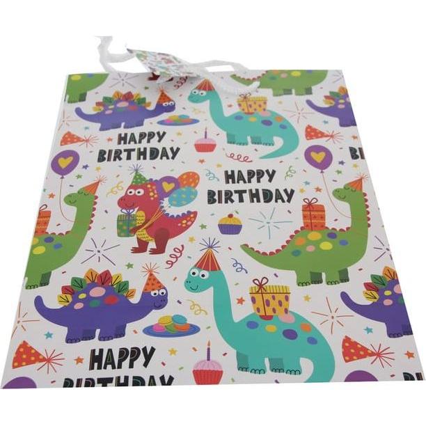 MICA Living, Geschenkverpackung, Geschenktasche Dinos - ca. 26 x 32 x 12,5 cm (Geschenktüte, 1 x)