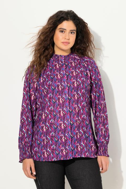 Produktbild Ulla Popken Bluse, Smok-Details, A-Linie, Stehkragen, Langarm (42, 44)