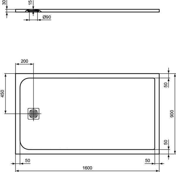 Produktbild Ideal Standard Ultra Flat S Rechteck-Brausewanne 1600x900mm K8277