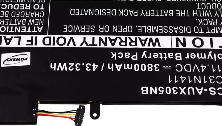 Image du produit AccuCell Batterie pour ordinateur portable Asus Zenbook UX305CA / UX305FA / Type C31N1411 - 11,4V - 3800 mAh (3800 mAh)