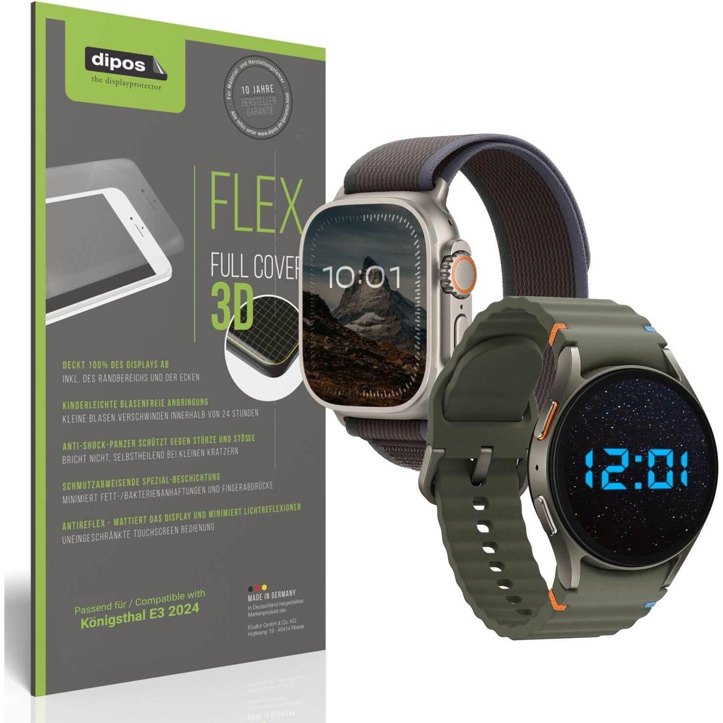 Dipos Full Cover Schutzfolie Matt, Smartwatch Schutzfolie, Transparent