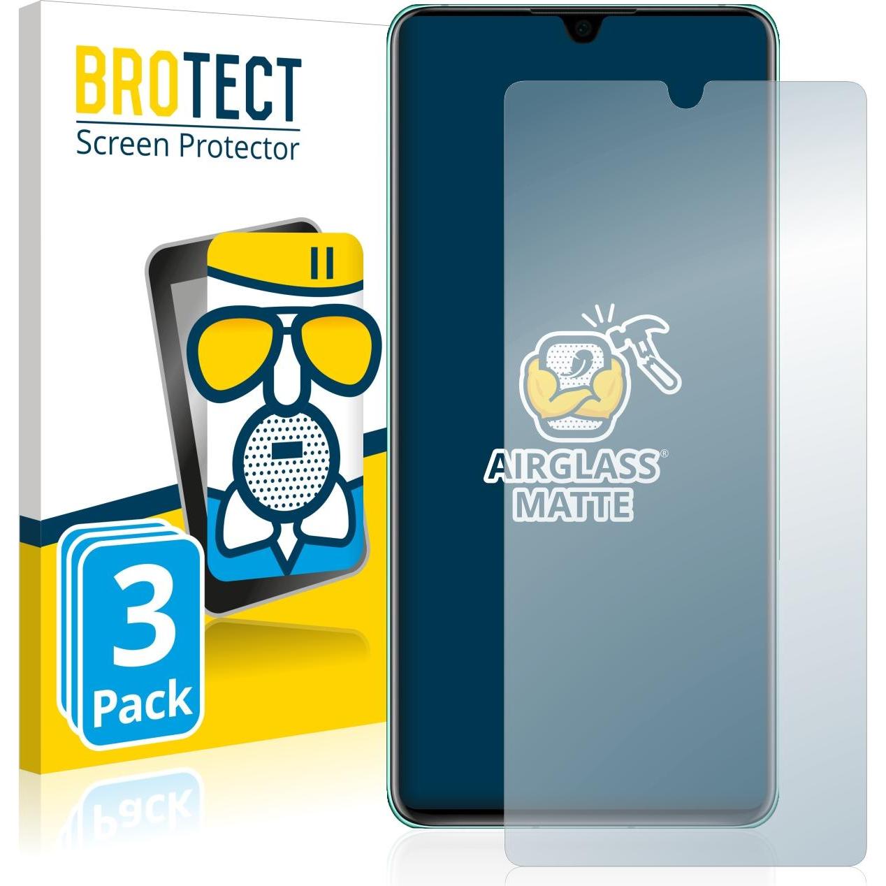 BROTECT AirGlass Panzerglasfolie Matt (3 Stück, Huawei P30), Smartphone Schutzfolie, Grau