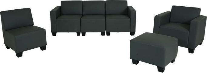 Produktbild Mendler Modular Sofa-System Couch-Garnitur Lyon 3-1-1-1, Kunstleder dunkelgrau