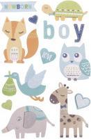 Image du produit Rayher Autocollants en papier 3D bébé, bleu bébé, 14 pièc