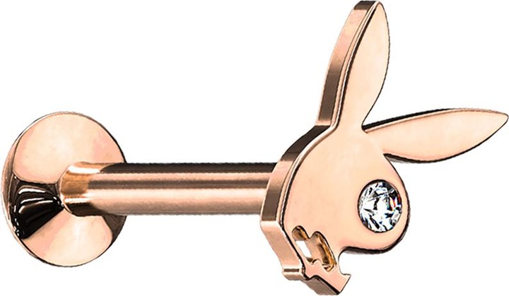 Produktbild Star Piercing Micro Labret Innengewinde rosegold Playboy Bunny (Messing, Chirurgenstahl 316L)