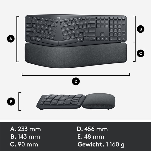 Actual product image Logitech Ergo K860 (Eng. Int., Wireless)