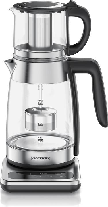 Arendo Wasserkocher 2in1 Glas-Teebereiter & Samowar mit Temperatureinstellung 40°-100°C, 1,8 l, 2200W (1.80 l)