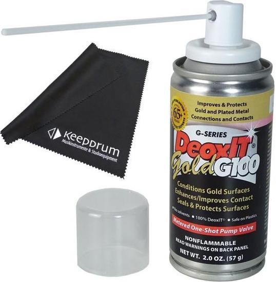 Actual product image Cai Caig DeoxIT Kontaktreiniger G100PS-2 Gold Spray für Metall-Kontakte mit Mikrofasertuch