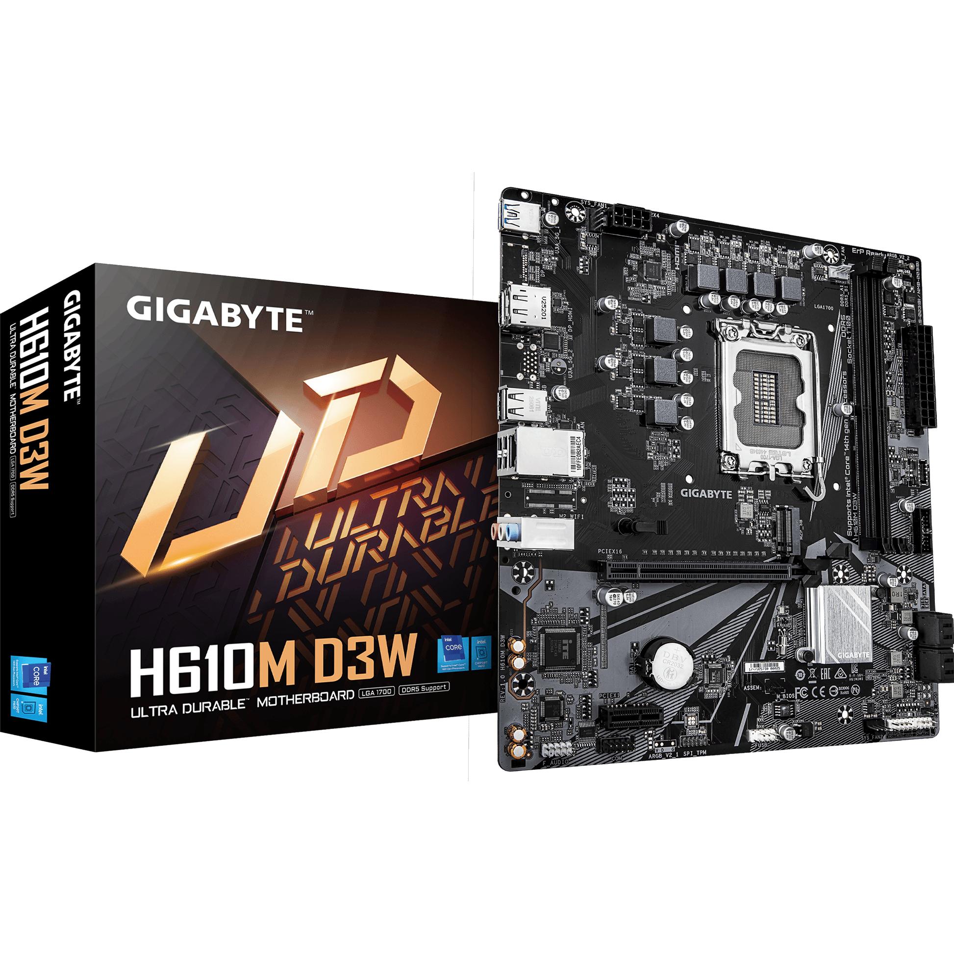 Gigabyte H610M D3W (H610,S1700,mATX,DDR5 (LGA 1700, Intel H610, mATX), Mainboard