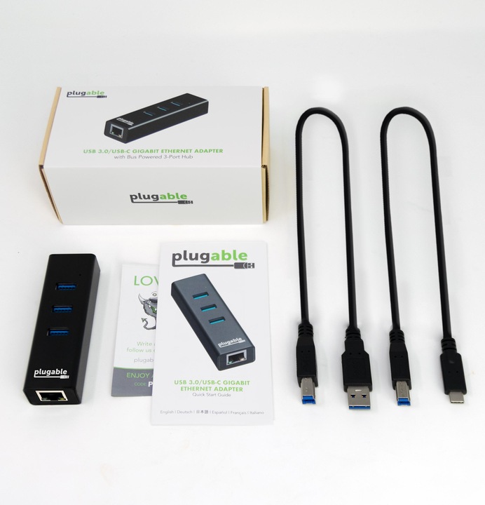 Immagine prodotto Plugable Hub alimentato da bus USB 3.0 a 3 porte (USB-C)