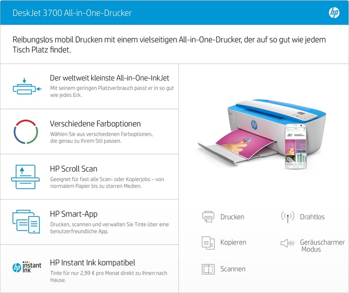 Actual product image HP DeskJet 3750 (Ink, Colour)