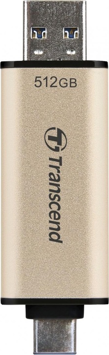 Actual product image Transcend JetFlash 930C USB flash drive 512 GB USB Type-A / USB Type-C 3.2 Gen 1 (3.1 Gen 1) Gold (512 GB, USB-C, USB-A, USB 3.2)
