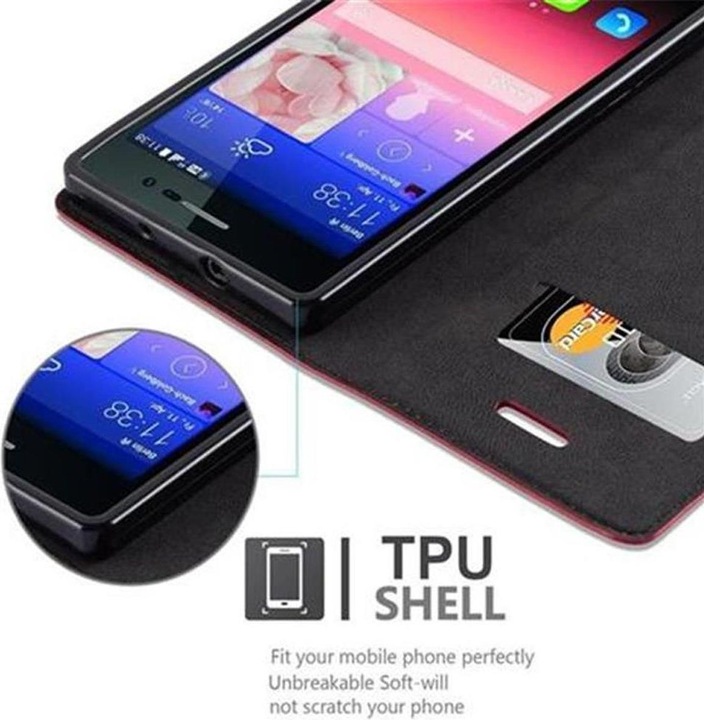 Actual product image Cadorabo Book Invisible Magnet Cover (Huawei Ascend P7)