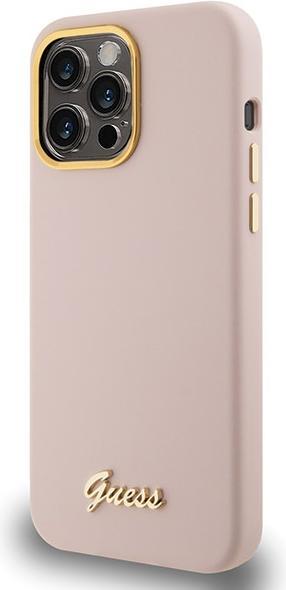 Produktbild Guess GUHCP15XSMBSLP iPhone 15 Pro Max 6.7" różowy/pink hardcase Silicone Script Metal Logo & Frame (Apple iPhone 15 Pro Max)