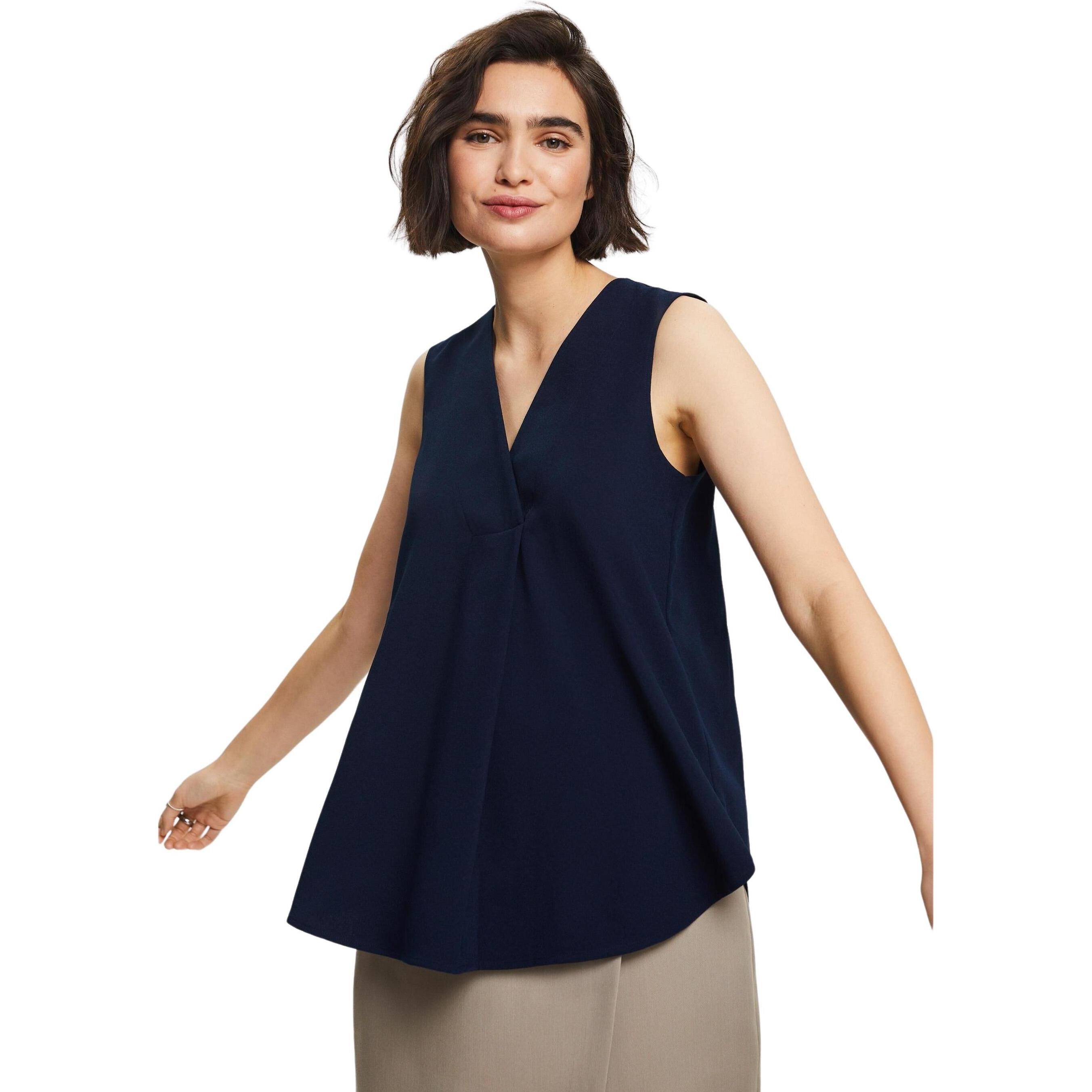 Thumbnail - Esprit, Damen, Bluse, bluse mit v-ausschnitt, Blau, (XXS)