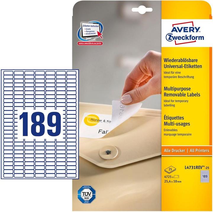 Actual product image Avery Universal labels