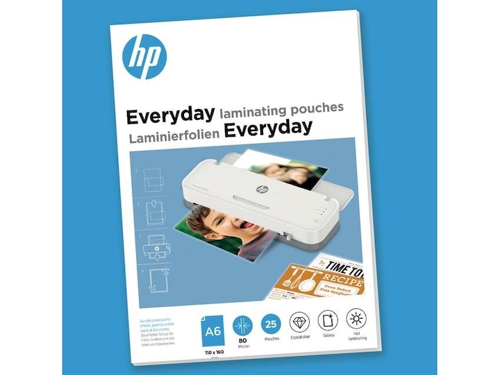 Actual product image HP Laminating film Everyday A6, 80 µm, 25 pieces, Glossy (A6, 25 Piece, 80 µm)
