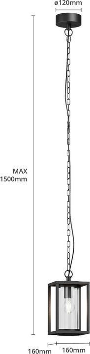 Actual product image Lucande Ferda outdoor pendant light Graphite (E27, IP44)
