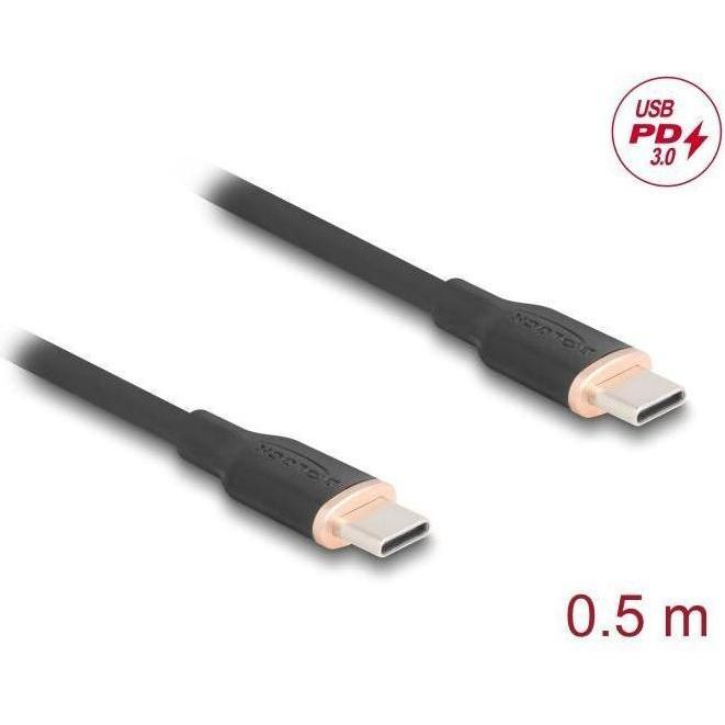 Thumbnail - Delock USB 2.0 Kabel USB Type-C Stecker zu Stecker PD 3.0 60 (0.50 m, USB 2.0), USB Kabel