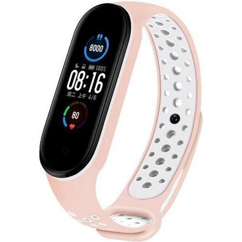 Beline pasek Design Mi Band 7/6/5 różowo-biały / rosa-bianco (Materiale sintetico, Silicone), Cinturini per orologi, Pink
