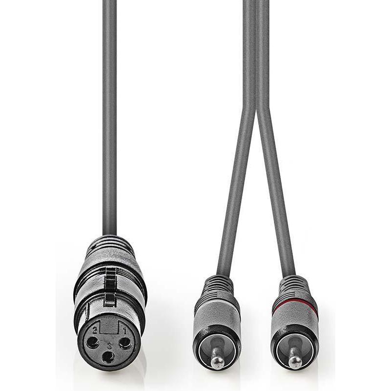 Thumbnail - Nedis Balanced Audio-Kabel XLR 3-Pin Buchse 2x RCA Stecker Vernickelt 1.50 m rund PVC (1.50 m, XLR), Audio Kabel