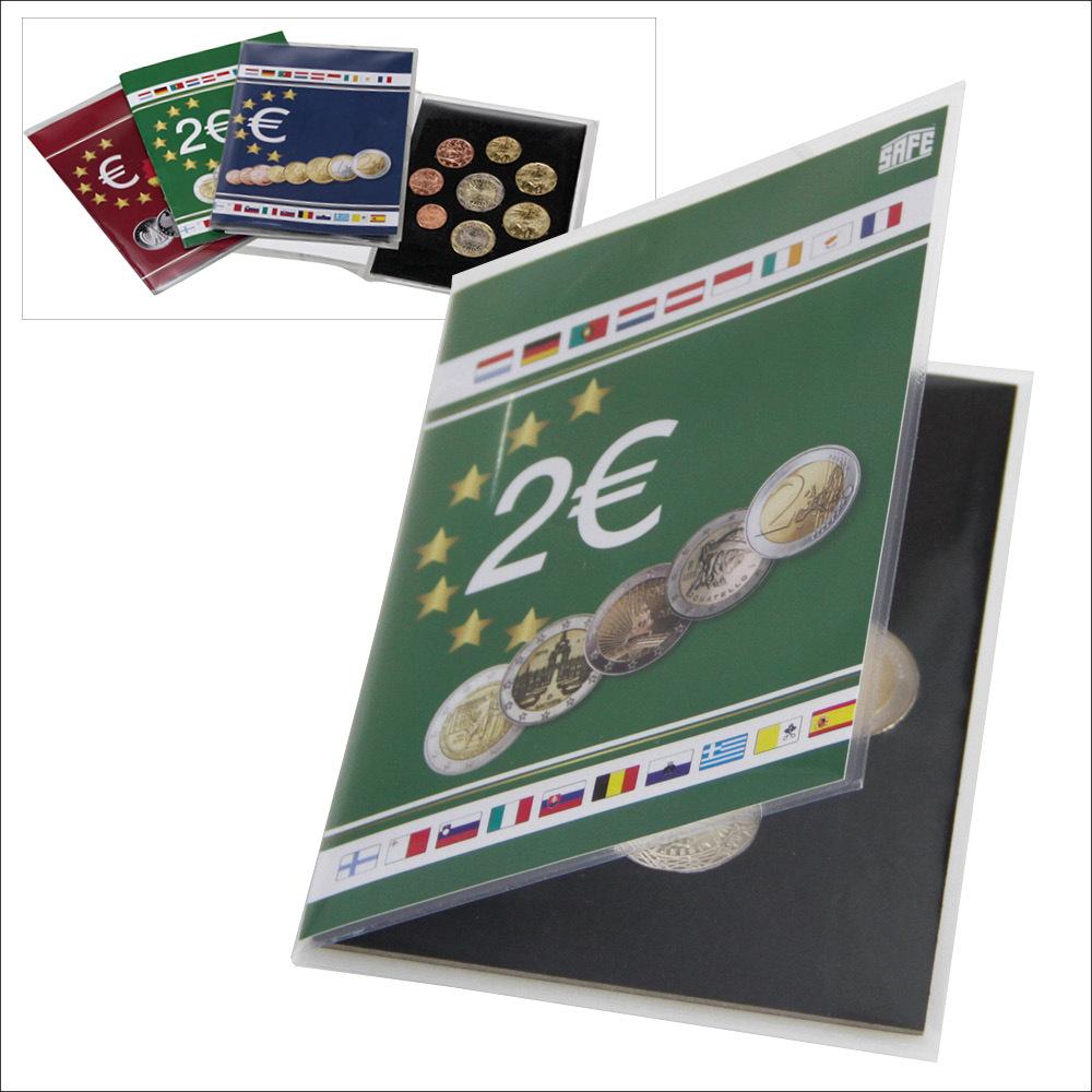 Schwäbische Albumfabrik, Geldkassette, Münz-Karte und Schutzfolie für 5 Stück 2-Euromünzen