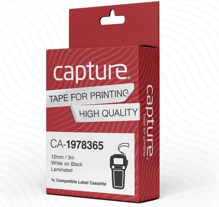 Image du produit Capture Label-tape Blanc sur noir - (1.20 cm, Noir)