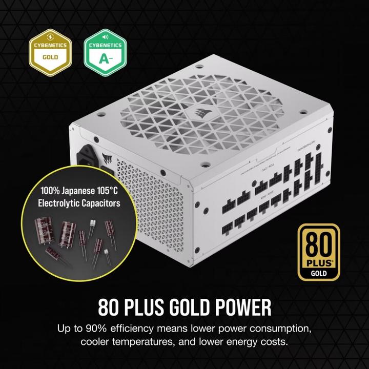 Immagine prodotto Corsair RMx Shift White Series, RM1200x Shift White, 1200 Watt, certificazione 80 PLUS GOLD, alimentazione (1200 W)