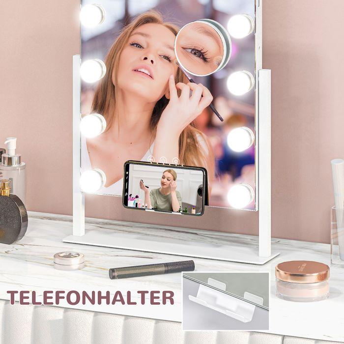 Actual product image Swisshandel24 LED vanity mirror, 3 light modes, dimmable, touch control, USB, 37x46 cm, white