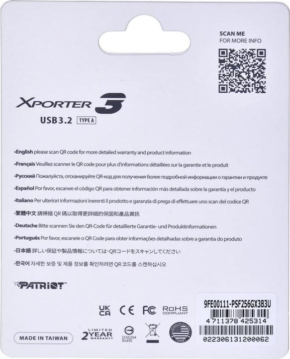 Produktbild Patriot PARTIOT FLASHDRIVE Xporter 3 256GB Type A USB3.2 (256 GB, USB-A)