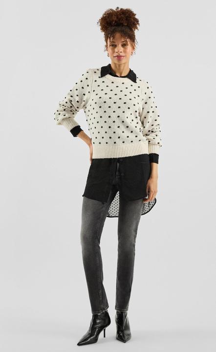 Produktbild s.Oliver Strickpullover Pullover mit Puffärmel und Punktemuster (M)