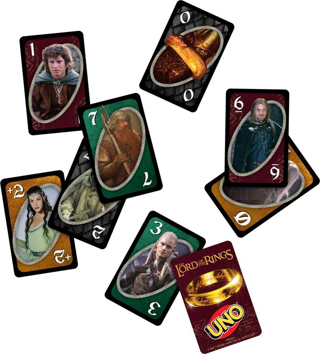 Actual product image Mattel UNO The Lord of The Rings Card Game for Kids, Adults & Family Night Inspired by the Movies (Dutch, English, French, German, Italian, Portuguese, Spanish, 2 - 10 Players)