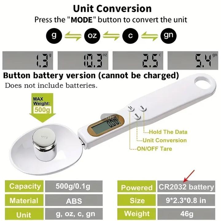 Actual product image ASMI Digital measuring spoon, spoon scales, 0.1 - 500 g