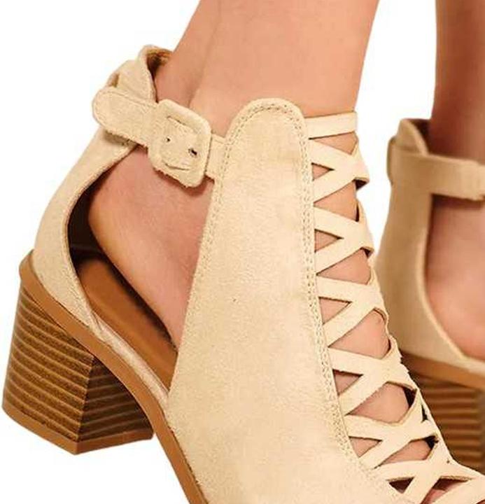 Actual product image Where's That From Womens/Ladies Reydah Criss-Cross Faux Suede Block Heel Sandals (37)