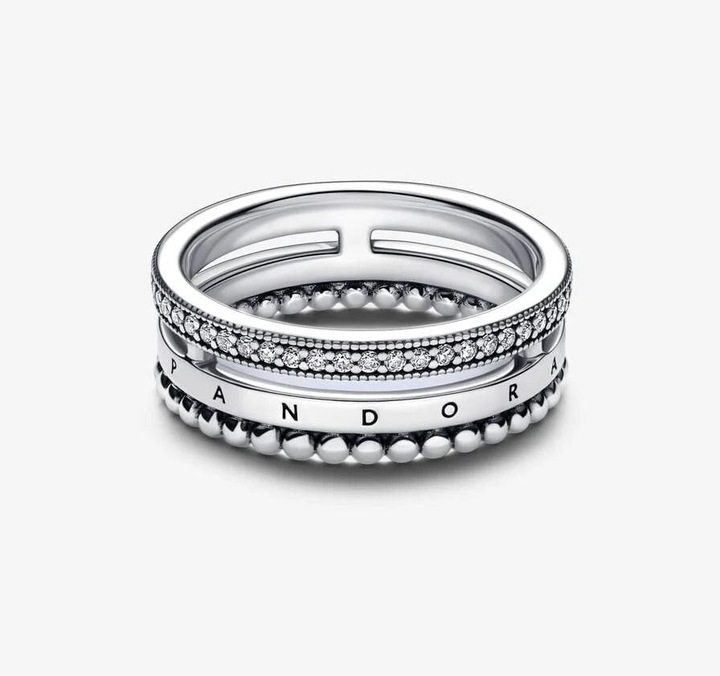 Produktbild Pandora Signature Logo Pavé & Beads Ring (54, 925 Silber)