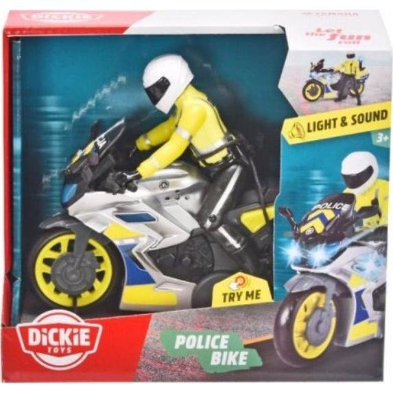 Dickie Spielzeug-Polizeimotorrad 17 cm mit Figur Licht- und Soundeffekte