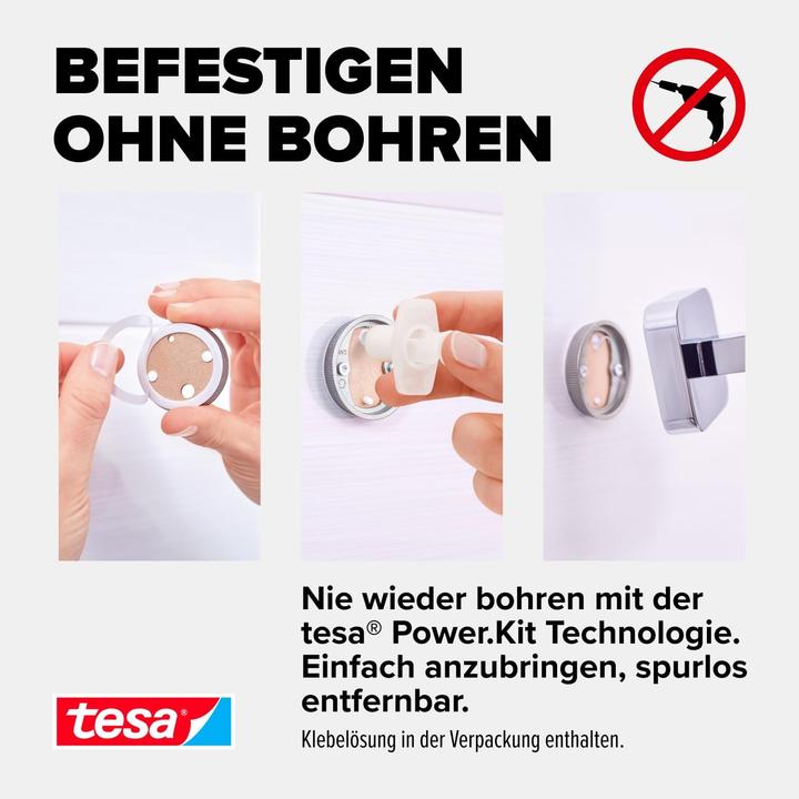 Produktbild tesa ELEGAANT Handtuchhalter inkl. Klebelösung ohne Bohren