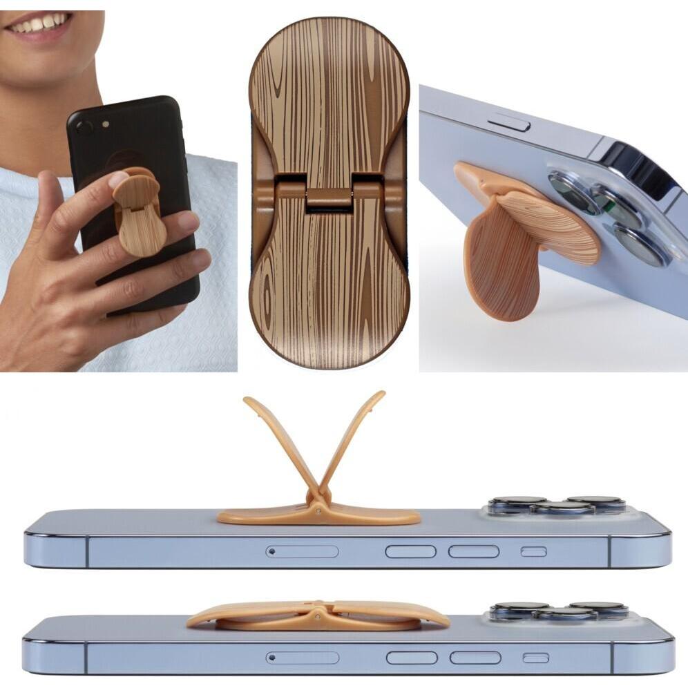 Bookchair zipgrips Holzoptik 2 in 1 Handy-Griff, Smartphone Halterung