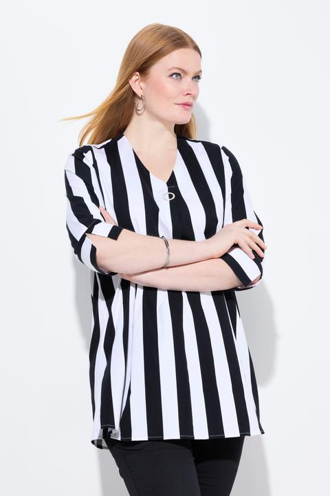 Produktbild Ulla Popken Bluse, Längsstreifen, A-Linie, V-Ausschnitt, 3/4-Arm (50, 52)