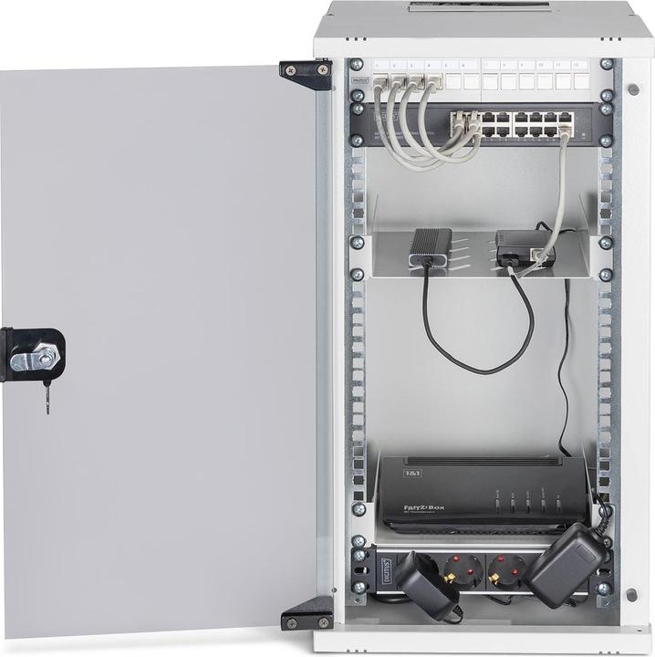 Actual product image Digitus 10" network set, 12U wall-mounted housing and accessories, gr SOHO PRO version (12 RU, 10 inch rack)