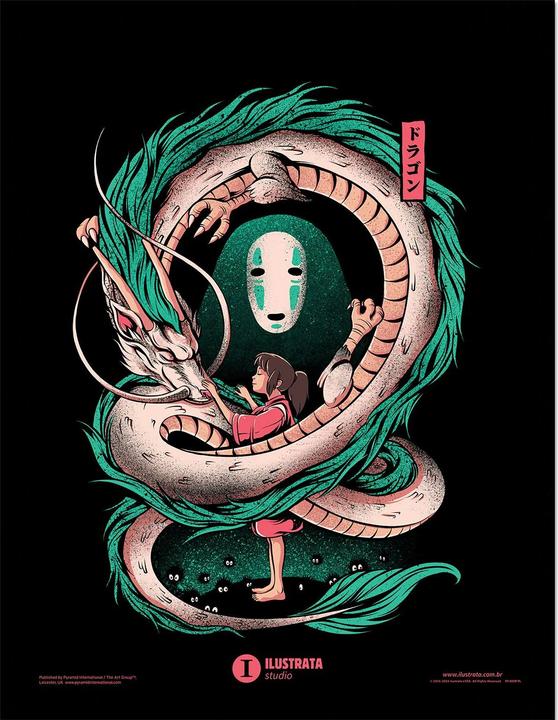 Ilustrata Gerahmtes Poster The Girl And The Dragon (40 x 30 cm)