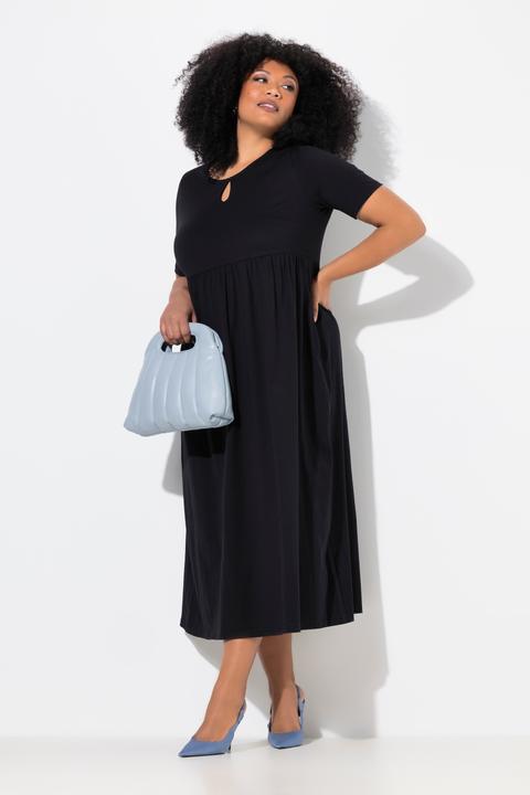 Image du produit Ulla Popken Robe maxi coupe évasée, poches, décolleté rond et manches courtes (58)