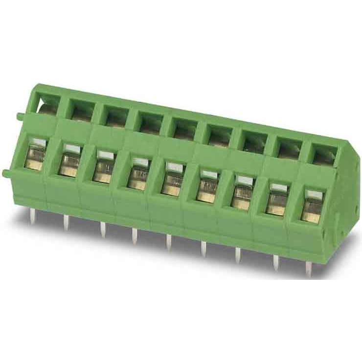 Phoenix Contact Morsettiera PCB passo 5 mm 45° 1P (ZFKDS 1,5C-5.0), Cavo + Spina elettrica, Verde