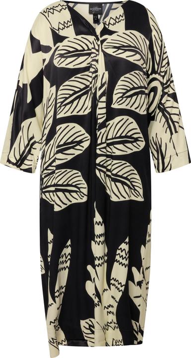 Produktbild Ulla Popken Midikleid, Palmen, Drapierung, V-Ausschnitt, Halbarm (50, 52)
