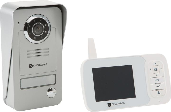 Smartwares Video-Türsprechanlage Funk Komplett-Set VD38W 1 Familienhaus Grau, Silber (Kabellos)