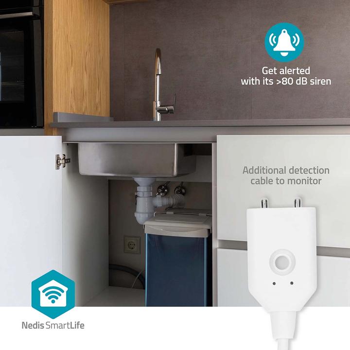 Actual product image Nedis SmartLife Wassermelder | Wi-Fi | Batteriebetrieben | Verlängerung enthalten | Max. Batterie-Le