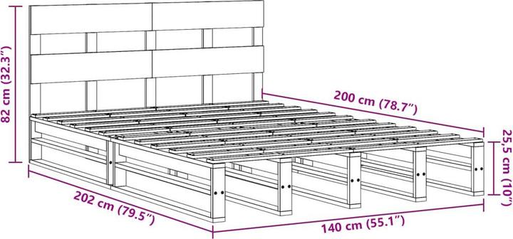 Produktbild vidaXL Bettgestell (140 x 200 cm)